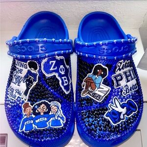 CROCS Blue Flats with Decorative Patches